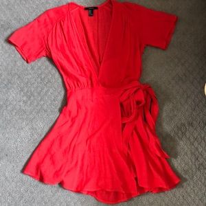 Orange/red flowy wrap dress